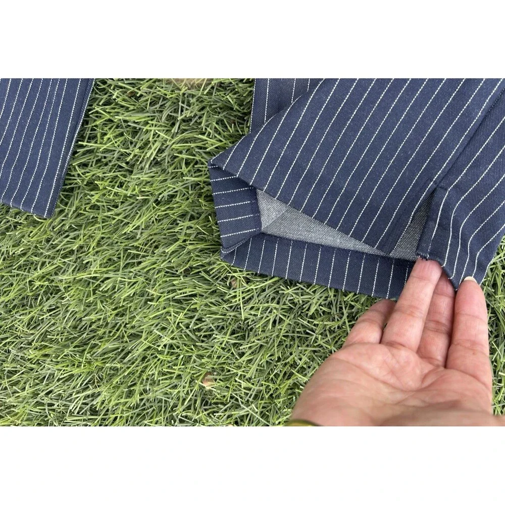 Michael Kors Pinstripe Knit Dress Pants Women's 6 Navy Stretch Career Slacks